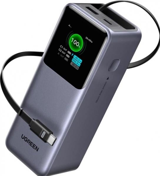 Повербанк UGREEN Nexode PB726 20000 mAh 165W Retractable Cable LED UA UCRF Gray (55987B)