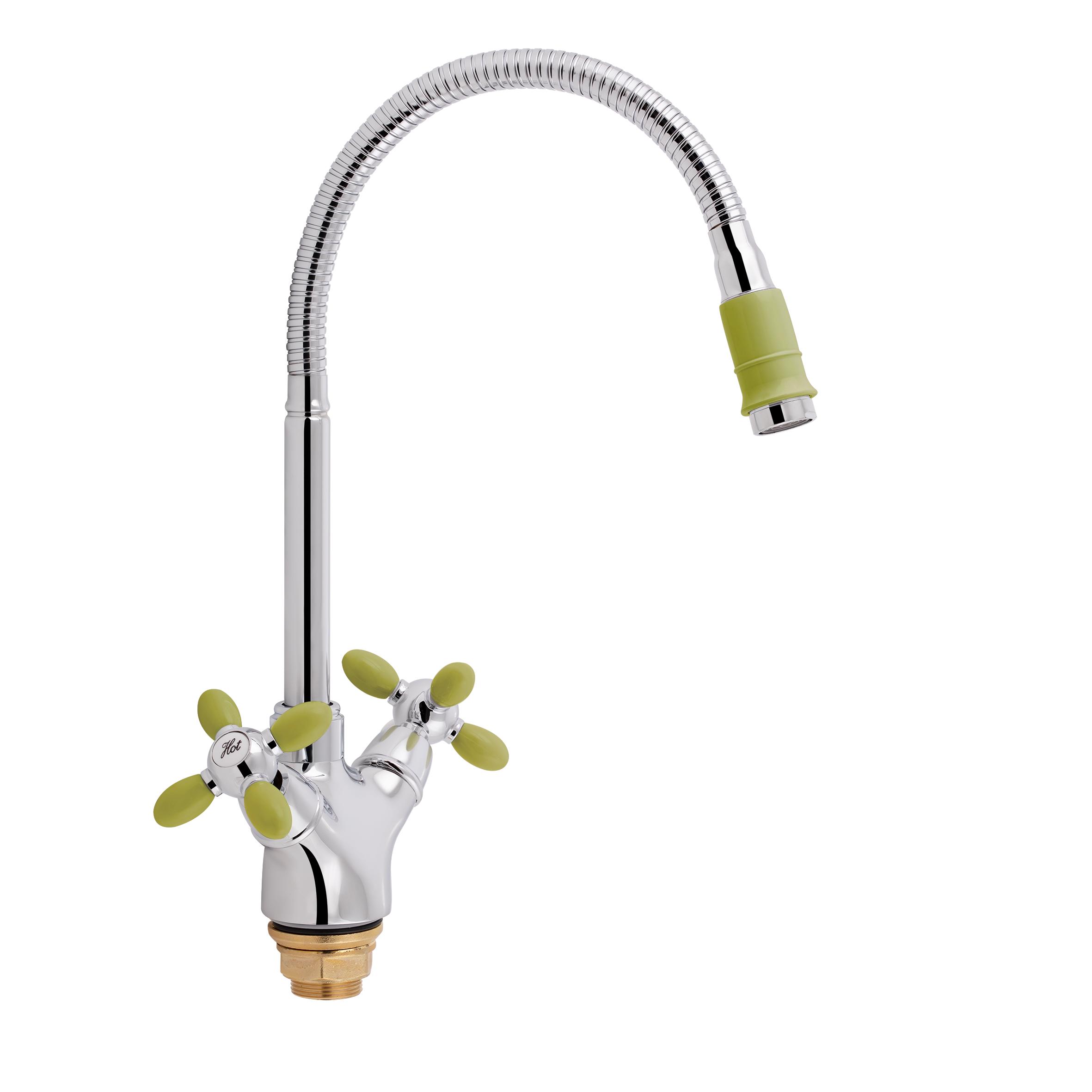 Смеситель для кухни Lidz 74 18 LIDZGCR7418273F4 с гибким изливом Зеленый (99230)