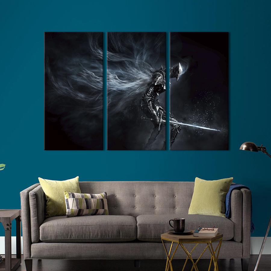 Картина на холсте триптих Герой игры Dark Souls 78x48 см (1415-31)