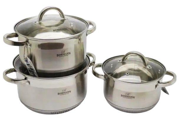 Набор кастрюль с крышками Bohmann BH-0715 из нержавеющей стали с антипригарным покрытием (1683474901)
