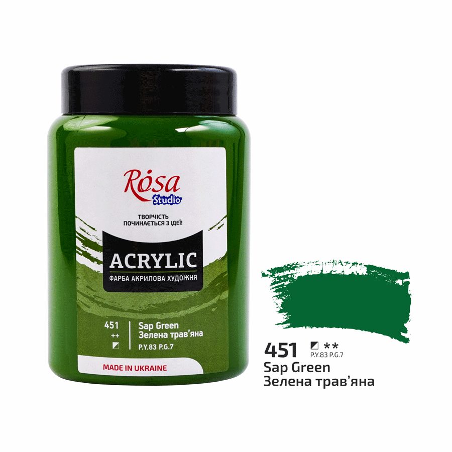 Акриловая краска ROSA Studio 322419451 6 шт. 400 мл Зеленый травяной/451 (4823098539636) - фото 1 Акриловая краска ROSA Studio 322419451 6 шт. 400 мл Зеленый травяной/451 (4823098539636) - фото 1