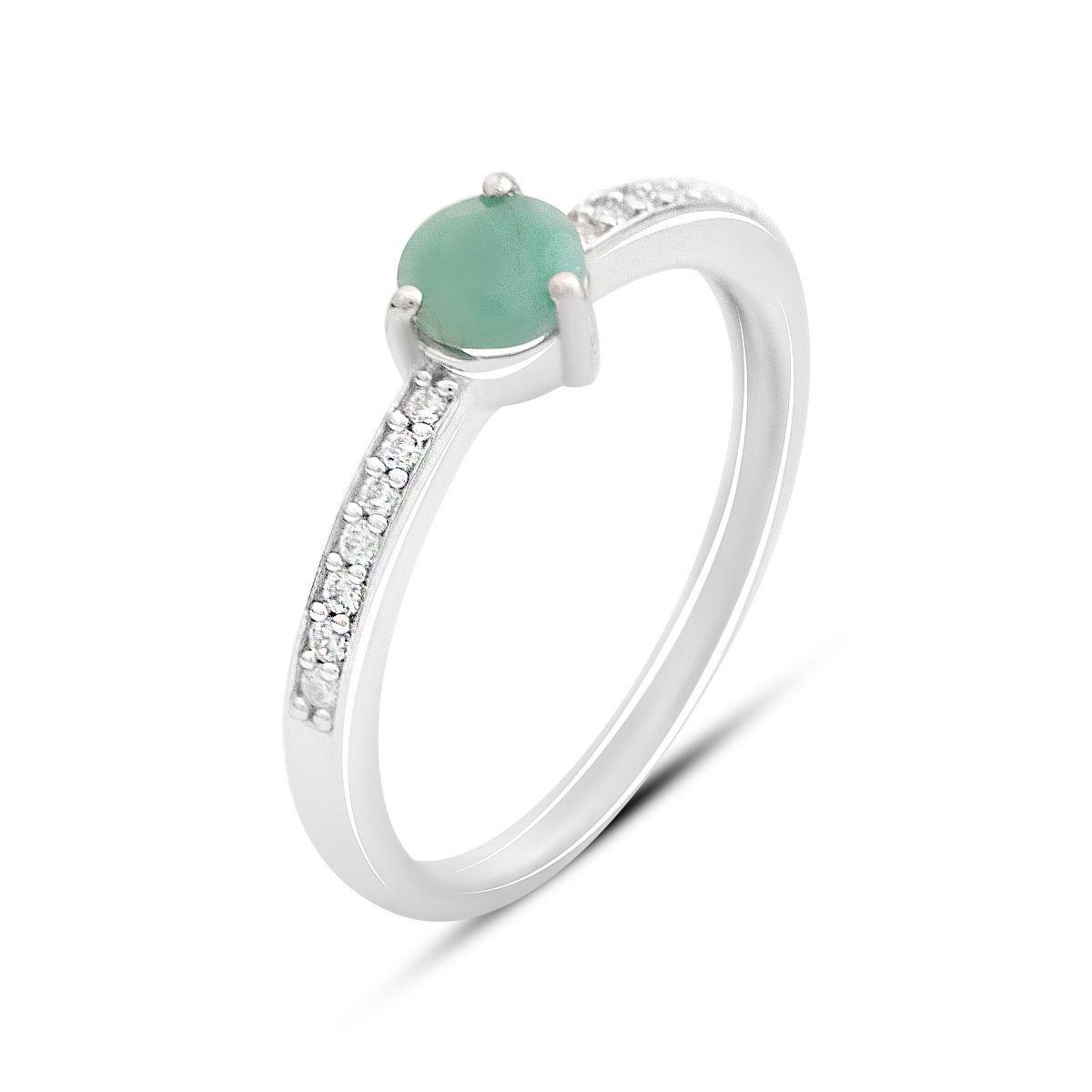 Кольцо серебряное Tiva с натуральным изумрудом и фианитами 0,66 ct 1,87 г р. 17 (2162322)