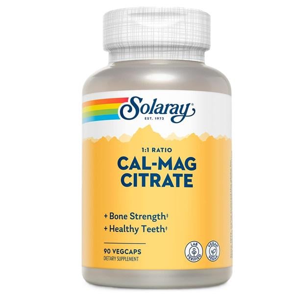 Микроэлемент Кальций Solaray Cal-Mag Citrate 1:1 Ratio High Potency 90 Veg Caps (SOR04524)