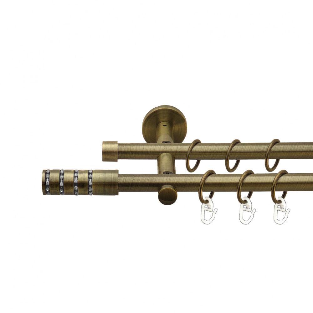 Карниз металлический Orvit Барамелла двухрядный цилиндр 16 см/гладкая труба/кольцо металлическое Антик 16/16 мм 300 см (7335418)