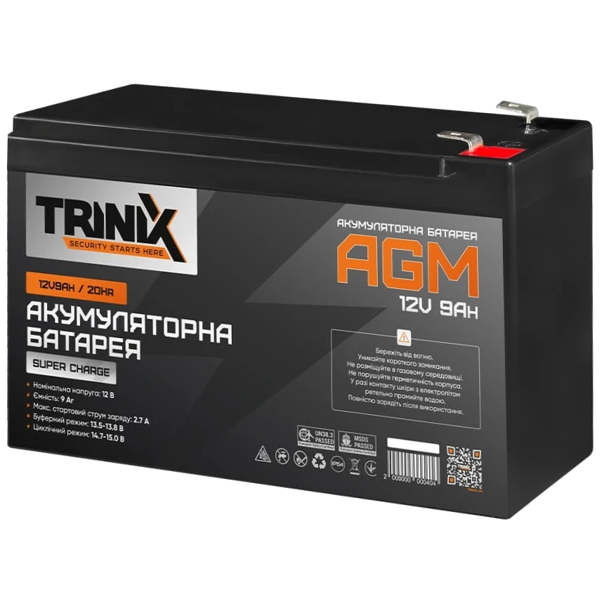 Батарея акумуляторна свинцево-кислотна TRINIX SUPER CHARGE 9А/г 12В (2941116806)