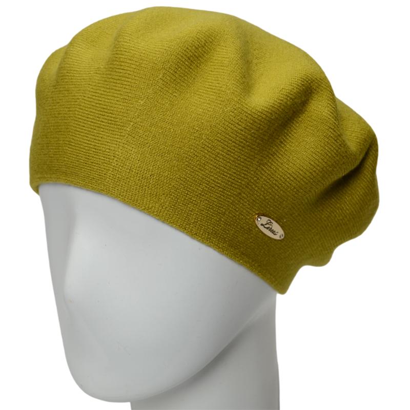 Берет женский двойной Novita Софи из вискозы теплый мягкий L р. 57-58 Горчичный