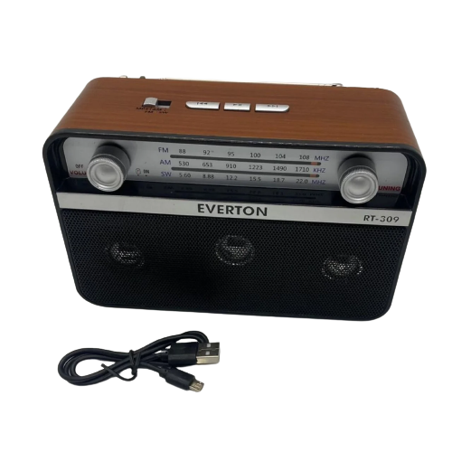 Радиоприемник аккумуляторный Everton RT-309 FM/AM/SW Bluetooth USB с фонариком