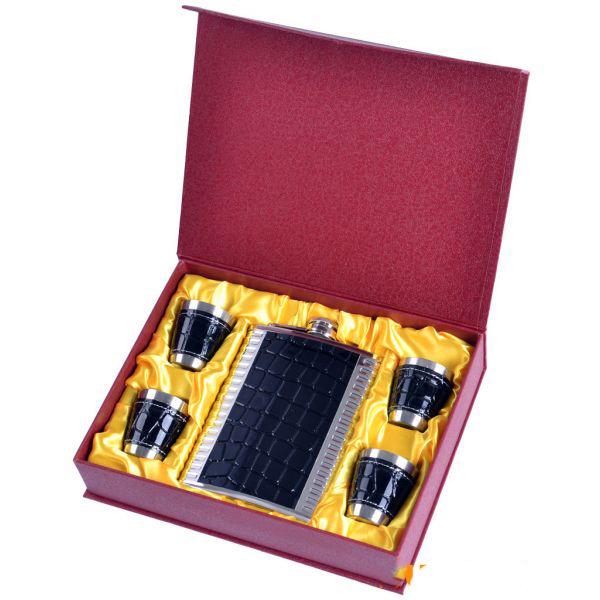 Набор фляга и 4 стопки Dark Presense 240 мл нержавеющая сталь Черный