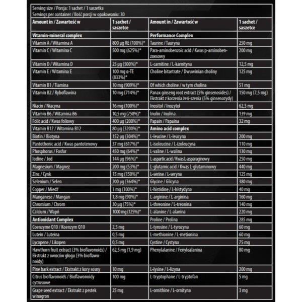 Вітамінно-мінеральний комплекс для спорту Kevin Levrone Anabolic Vita Pak 30 sachets - фото 