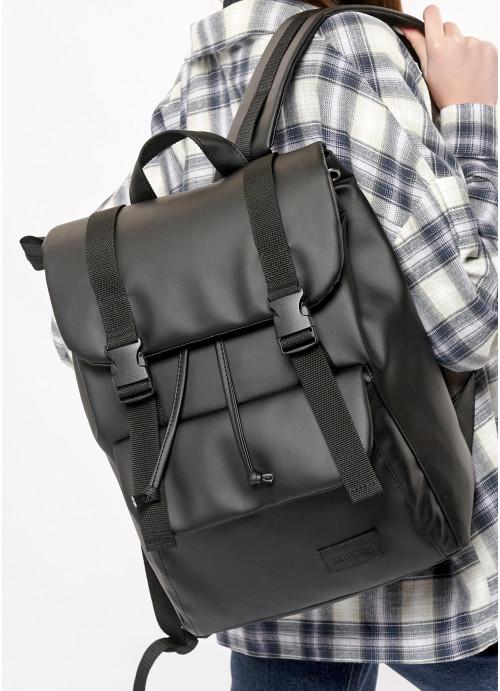 Городской рюкзак женский роллтоп Sambag с клапаном и карманом под ноутбук Черный (6060281346)