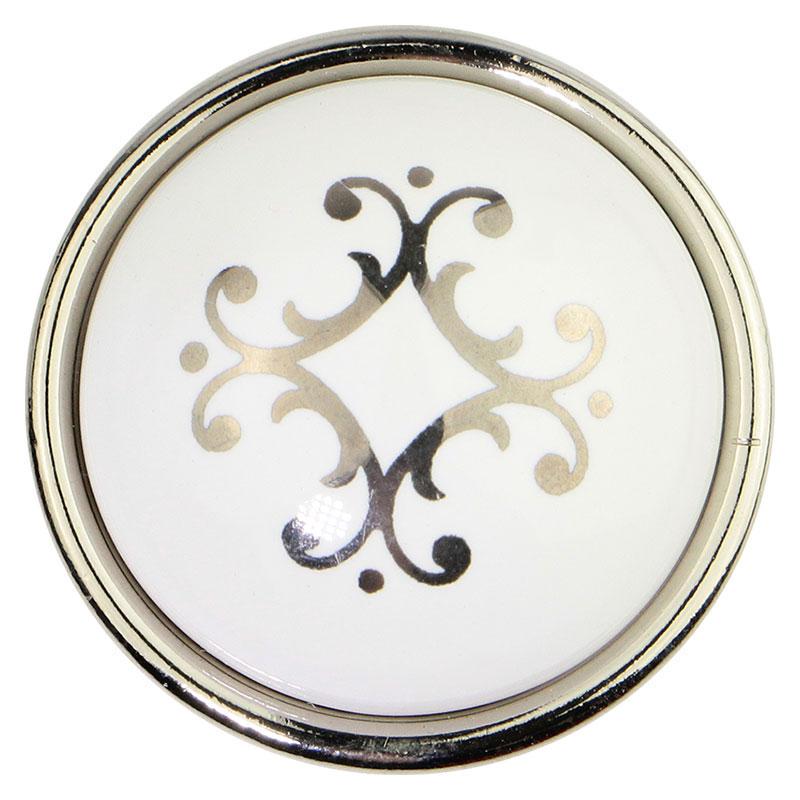 Мебельная ручка Bosetti Marella CL 24316.01.035 Никель полированный/белый с рисунком (18786) - фото 2 Мебельная ручка Bosetti Marella CL 24316.01.035 Никель полированный/белый с рисунком (18786) - фото 2