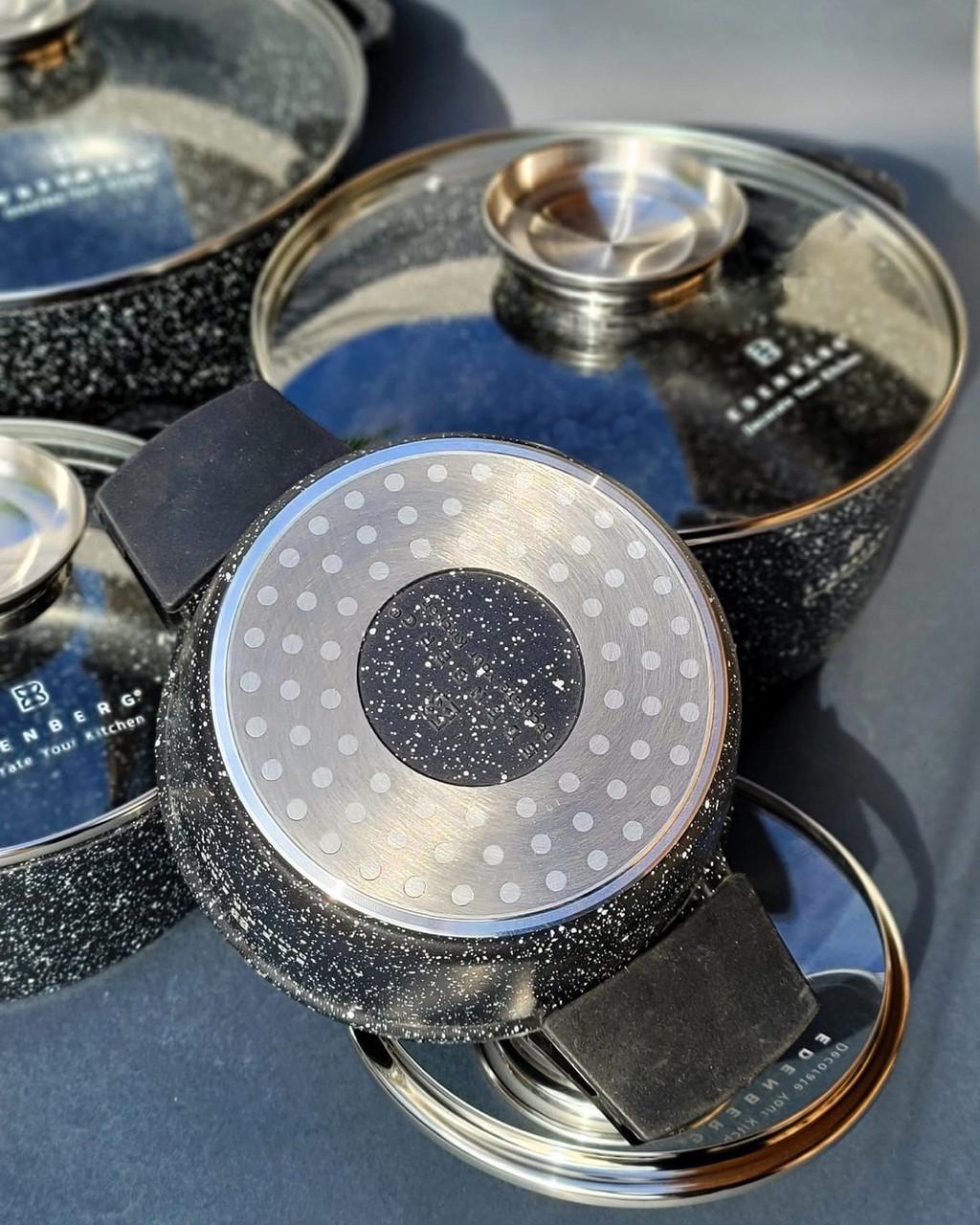 Набір казанів Edenberg із мармуровим антипригарним покриттям 4 шт. (EB-8142) - фото 5 Набір казанів Edenberg із мармуровим антипригарним покриттям 4 шт. (EB-8142) - фото 5