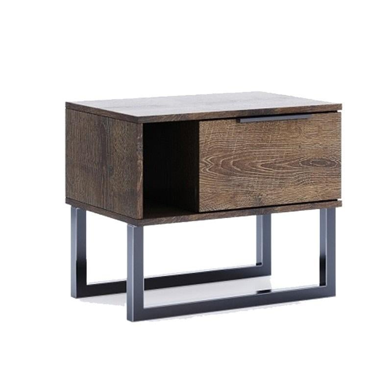 Тумба прикроватная MiroMark Квадро 1шх Дуб фрегат/Металл Черный (KV-51-OF)