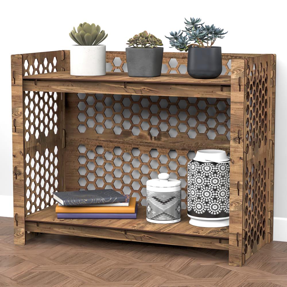 Стеллаж деревянный для обуви Hexagonica Honeycomb-S с задней стенкой на 2 полки 600x750x365 мм (111012)