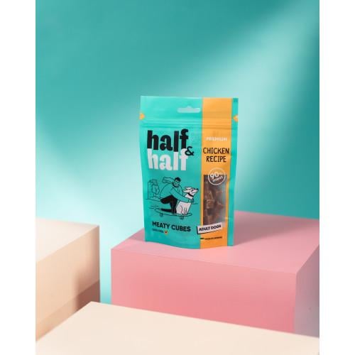 Ласощі для собак Half&Half у формі м'ясних кубиків з куркою 100 г - фото 3