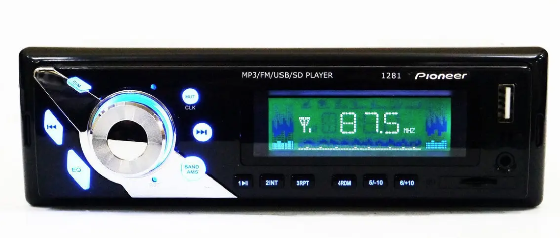 Автомобильная магнитола Pioneer 1281 USB SD AUX MP3 WMA плеер 1 DIN современная и функциональная