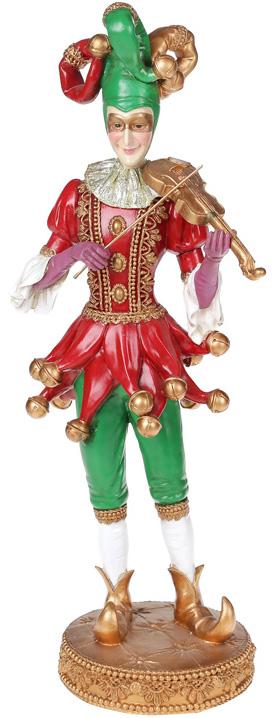 Фигура декоративная Шут-скрипач 15,5х12х39 см Красный/Зеленый (BD-837-153)