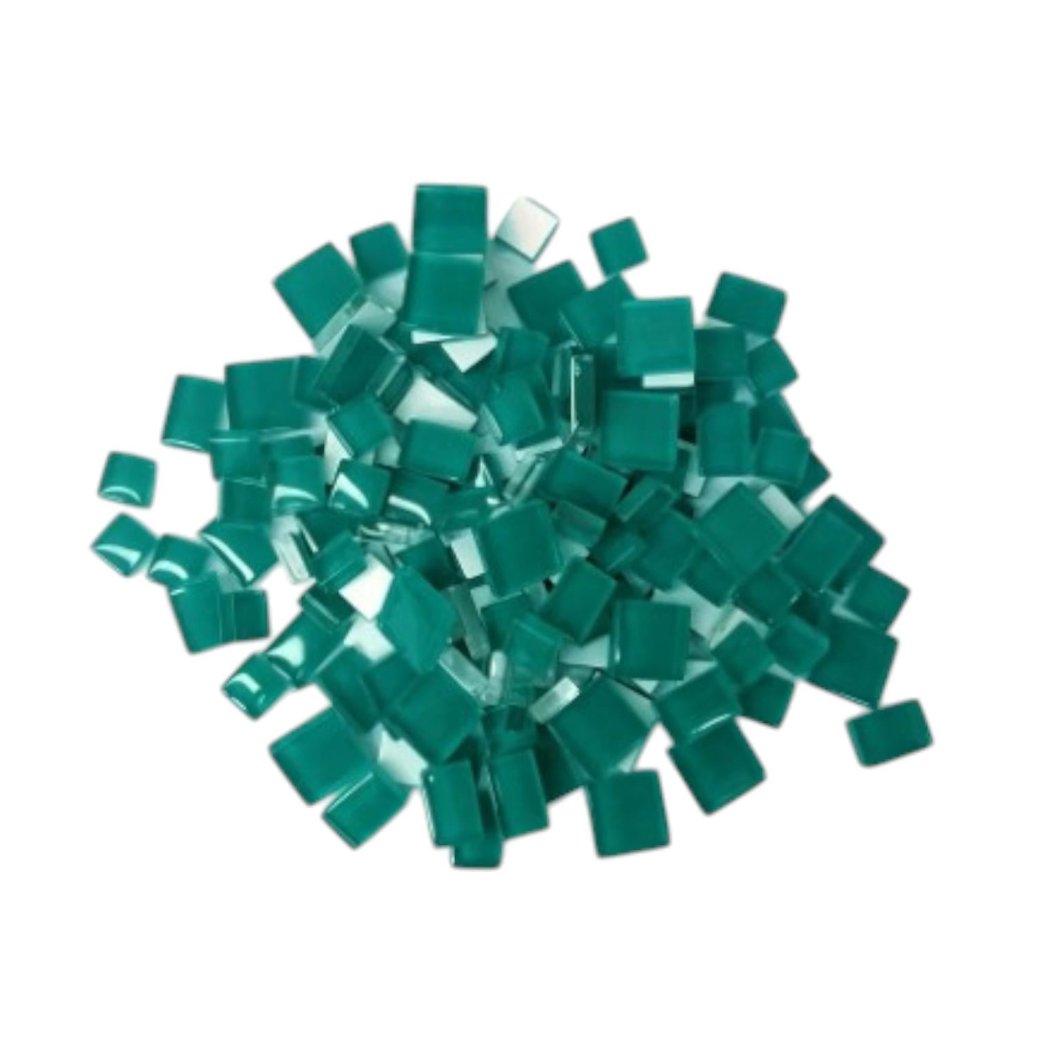 Набор кусочков мозаики квадратные с блестками 4 мм 200 г 150-180 шт. Бирюзовый (7492)
