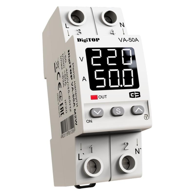Реле напруги DigiTOP M2W VA-50A з контролем струму (25174090)