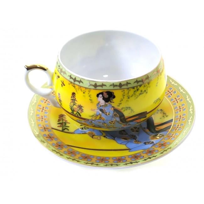 Чашка ACS141-4 210 мл с блюдцем Желтый (21268)