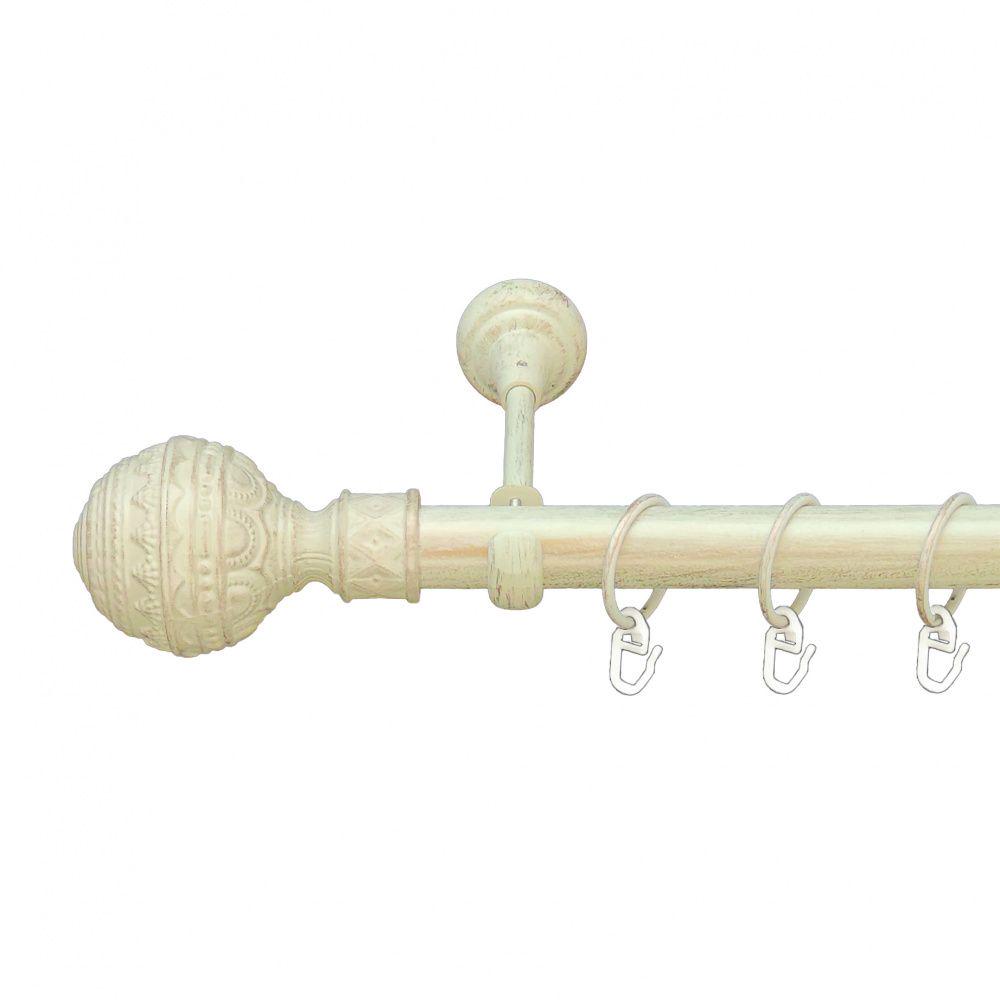 Карниз Orvit Арабеска металевий однорядний відкритий гладка труба кільце металеве 25 мм 300 см Біле Золото (6951068)