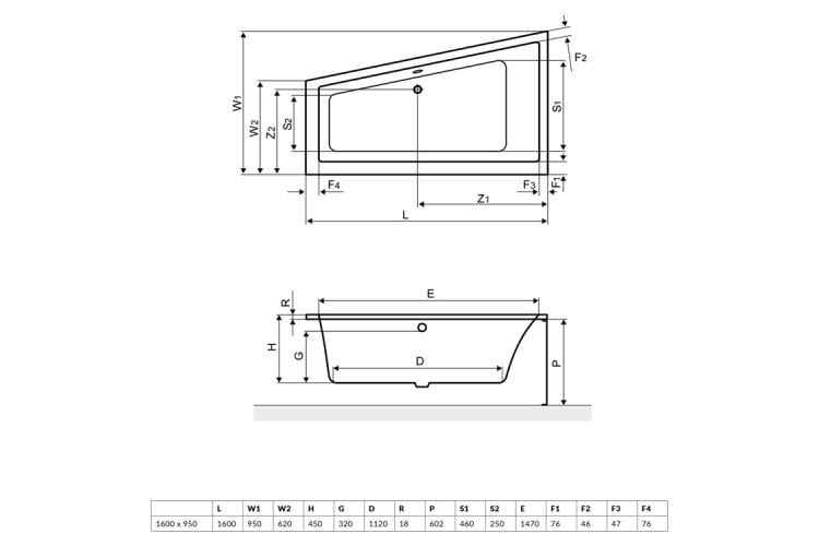 Ванна акрилова кутова Eхcellent M-Sfera Slim ліва 1600х950 мм (Waeх.msl16Whs) - фото 3