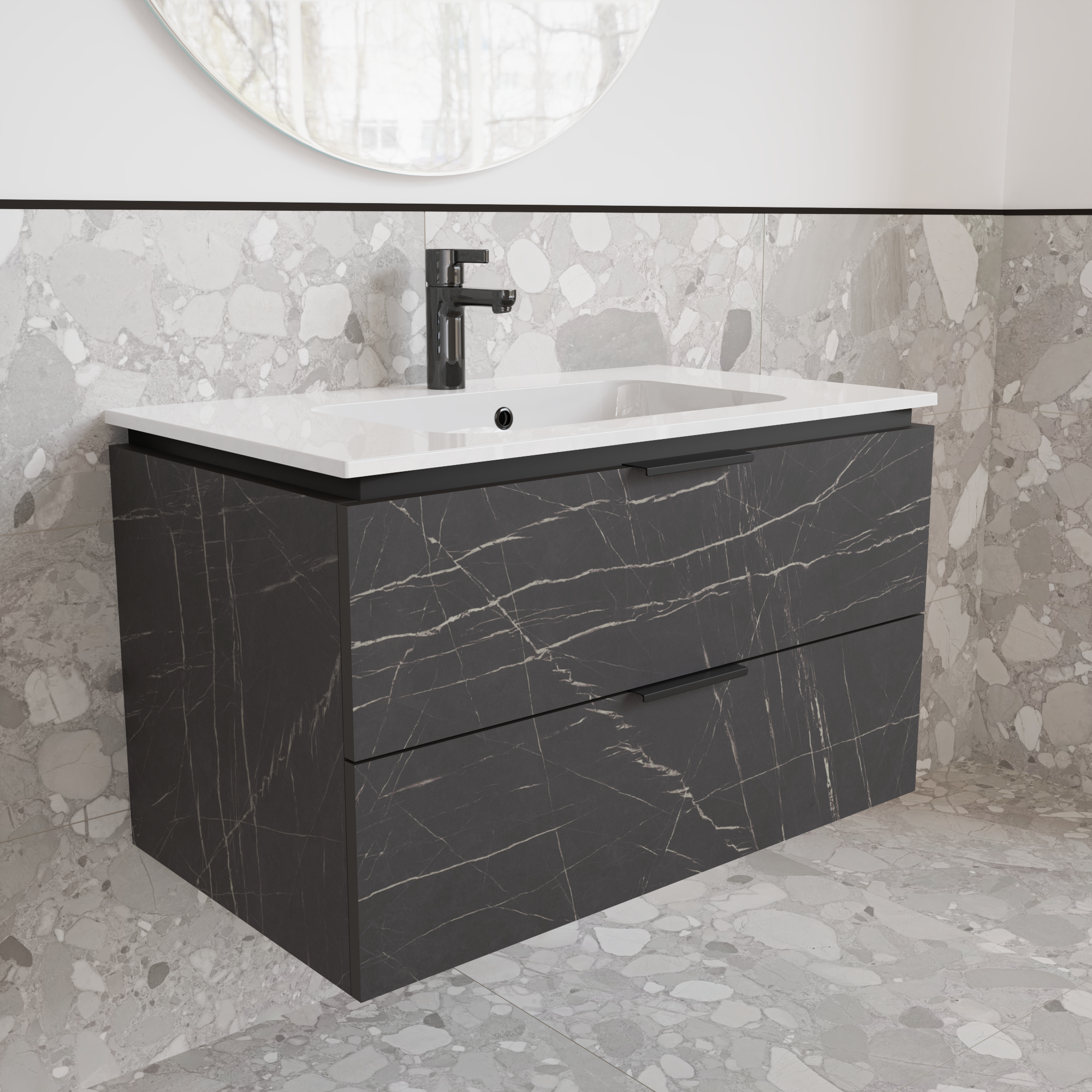 Тумба підвісна з раковиною MVK Vostok Icon 80 В2 800х450х530 мм Камінь П'єтра Гріджо Чорний (p280pg) - фото 2 Тумба підвісна з раковиною MVK Vostok Icon 80 В2 800х450х530 мм Камінь П'єтра Гріджо Чорний (p280pg) - фото 2