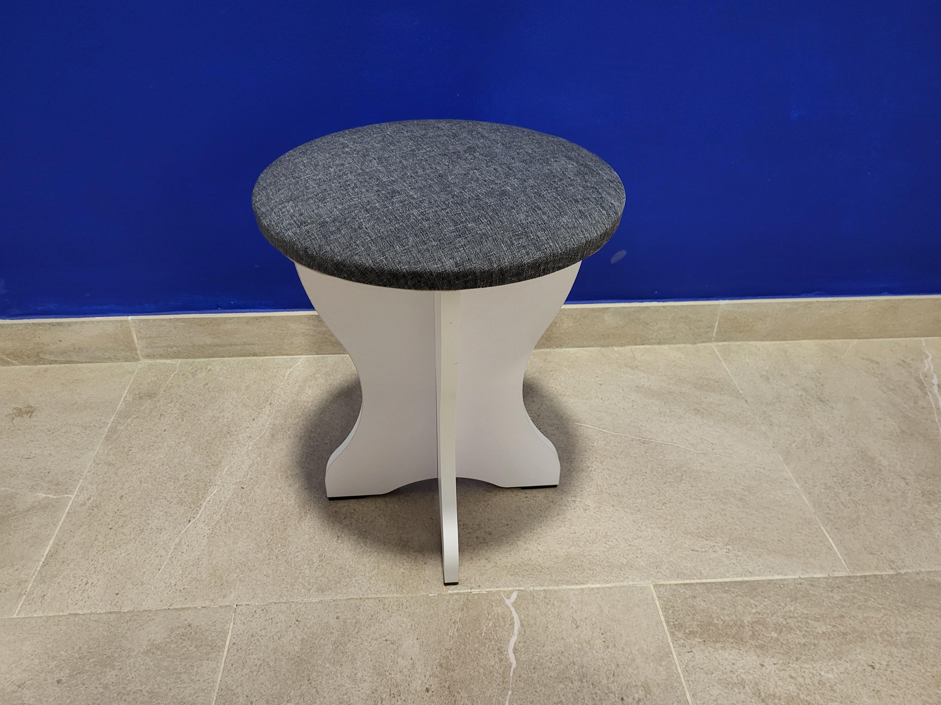 Табурет круглый Боярин ДСП/ткань 35х35х42 см Белый/Савана дарк грей (T-B-TSDG)