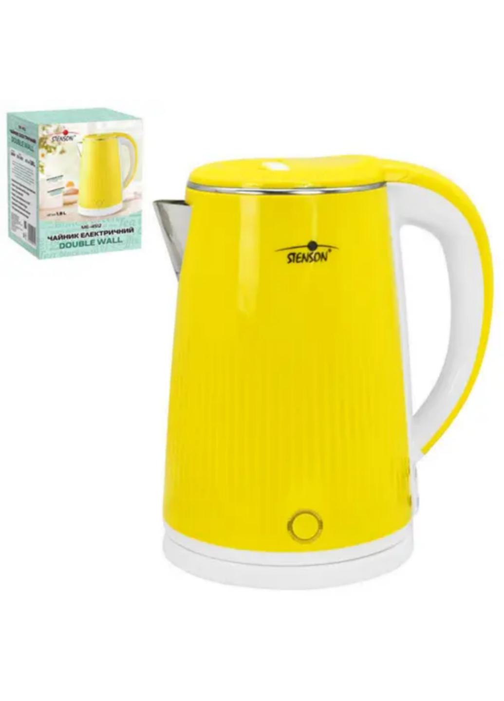 Чайник електричний Stenson Double wall ME-4512 із пластику та нержавіючої сталі 1,8 л 1800 W Жовтий (4512М) - фото 2 Чайник електричний Stenson Double wall ME-4512 із пластику та нержавіючої сталі 1,8 л 1800 W Жовтий (4512М) - фото 2