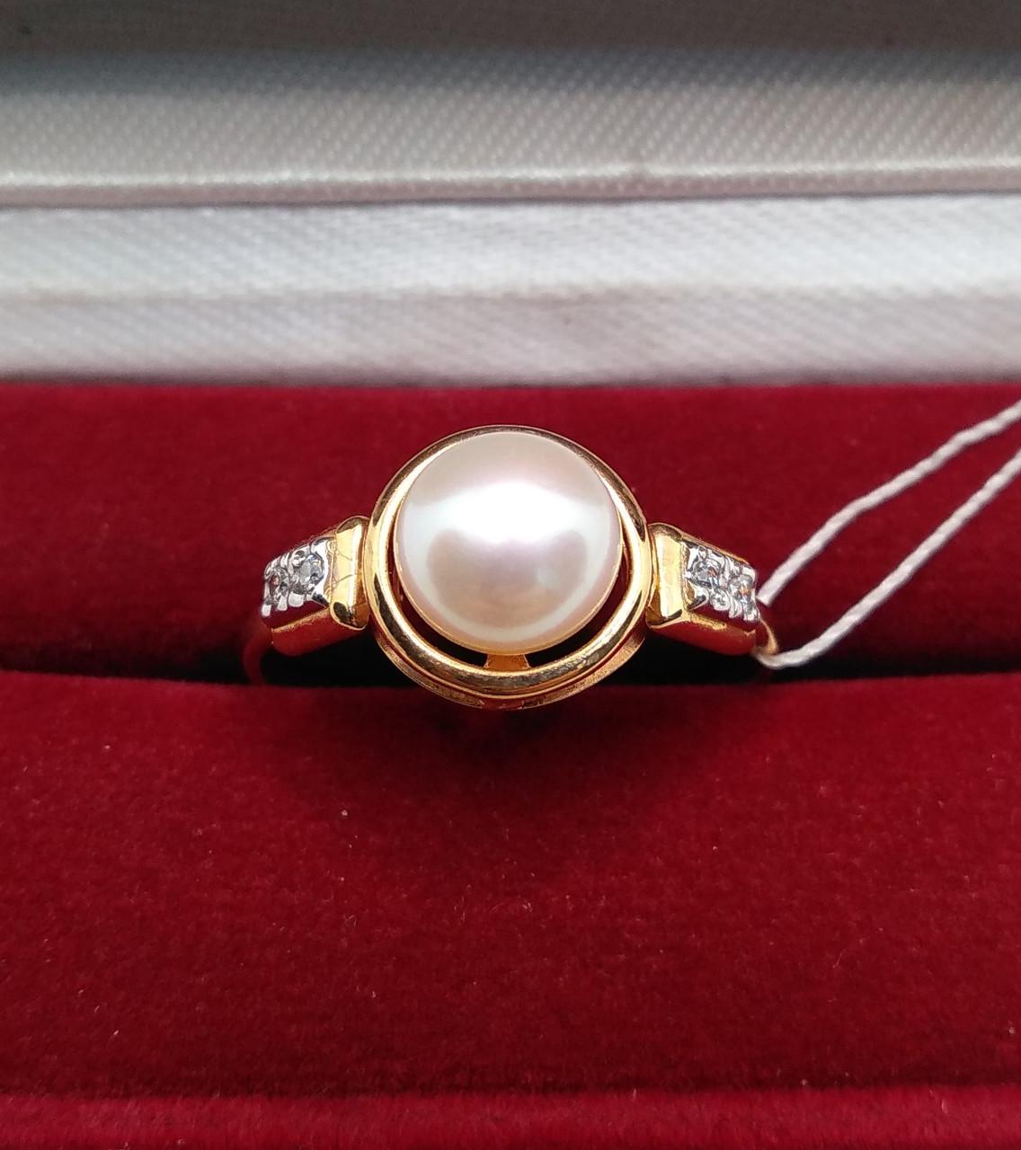 Кольцо золото белый жемчуг 585° 3,28 г р. 20,5 (к04615)