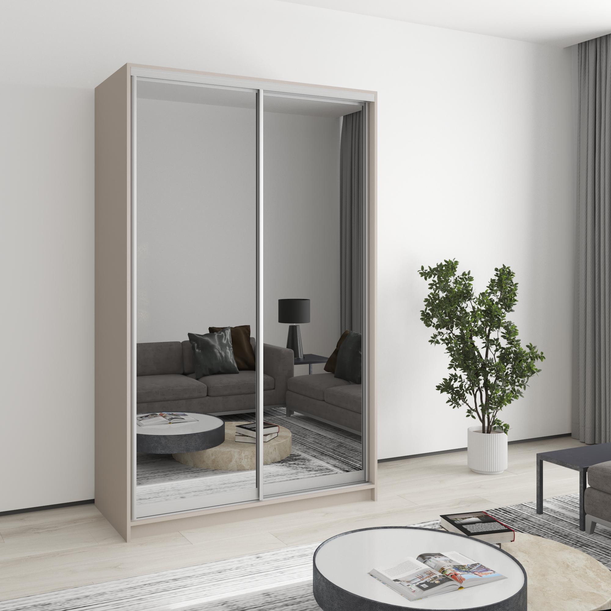 Шкаф-купе двухдверный MebelStar Стандарт AL 2 зеркала 130x60x210 см Кашемир (MBS-2543) Шкаф-купе двухдверный MebelStar Стандарт AL 2 зеркала 130x60x210 см Кашемир (MBS-2543)