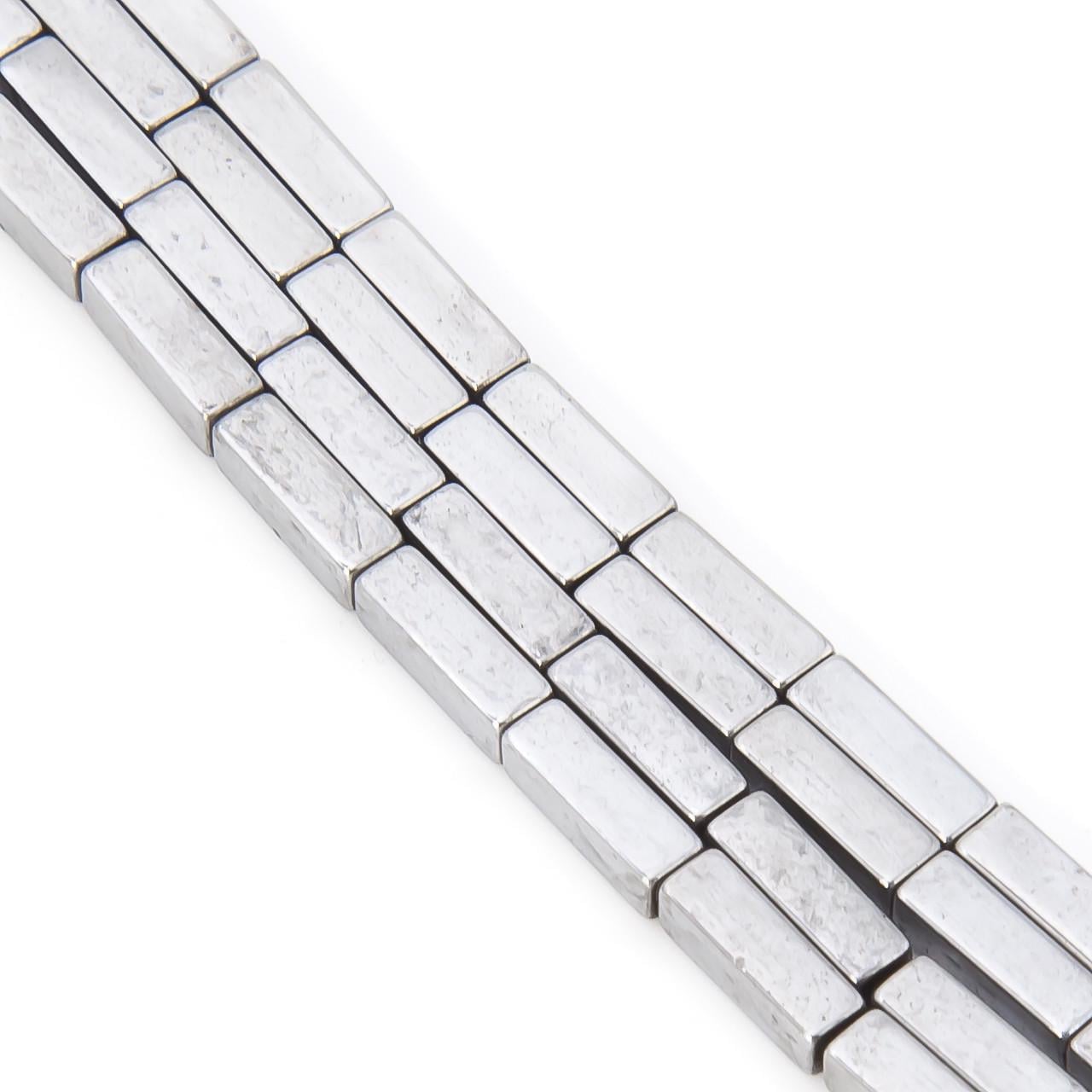 Намистини гематитові Прямокутник 9х3 мм 40 см 45 шт. Сріблястий (БГ0903п00)