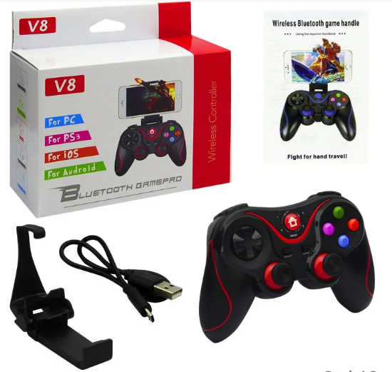 Джойстик игровой Controller V8 с поддержкой Bluetooth для PC/Android/iOS Черный (15468125) - фото 2