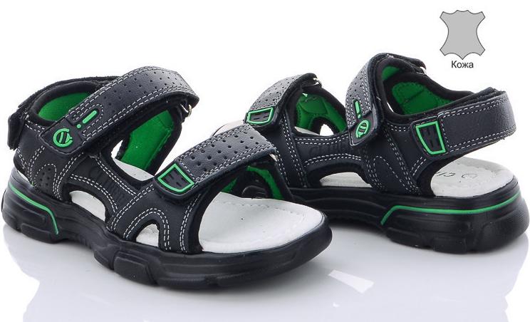 Шкіряні сандалі Clibee NAB13-black-g р. 36 Чорно-зелений