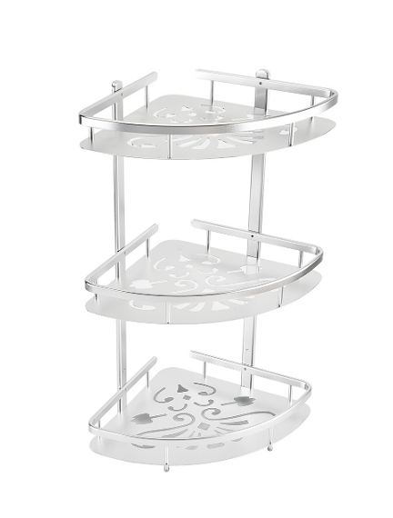 Полка 3-х ярусная угловая нержавейка/алюминий (NB-1036-3)