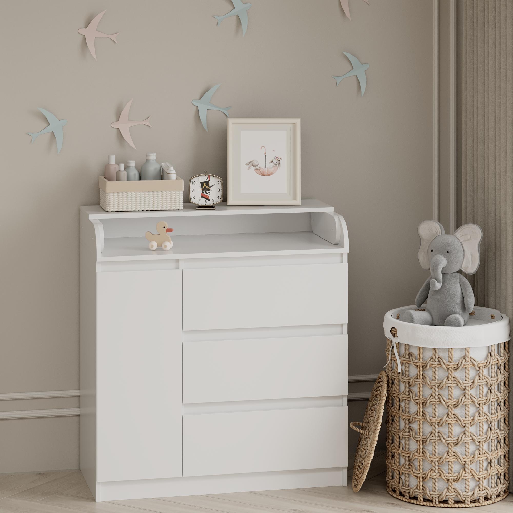 Комод пеленальный Line KPF3+1D 900x450x970 мм Белый Комод пеленальный Line KPF3+1D 900x450x970 мм Белый