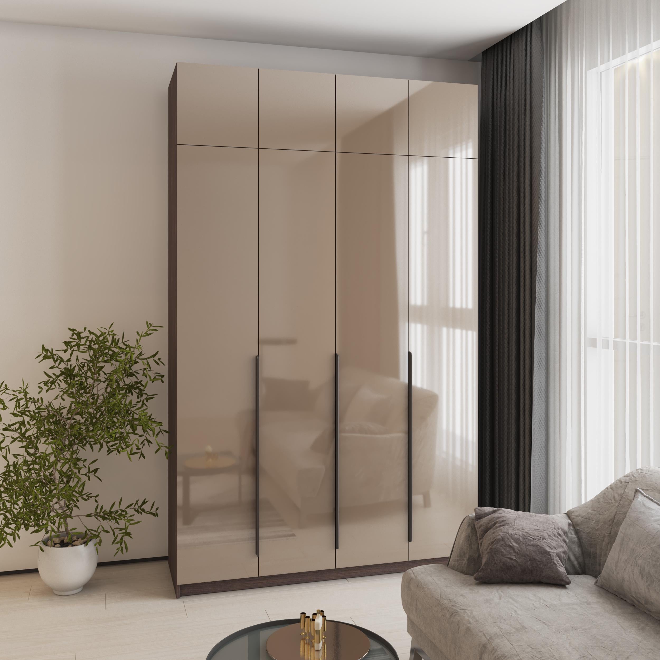 Шкаф 4-дверный с антресолью MebelStar Оскар Gloss BL-B блок ящиков 160x52x260 см Дуб ристрето/Латте (MBS-5524)