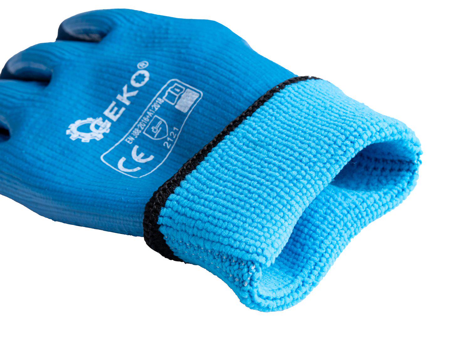 Робочі рукавиці утеплені GeKo водовідпорні трикотажні покриті рифленим латексом р. 9 Синій (G75036) - фото 2 Робочі рукавиці утеплені GeKo водовідпорні трикотажні покриті рифленим латексом р. 9 Синій (G75036) - фото 2