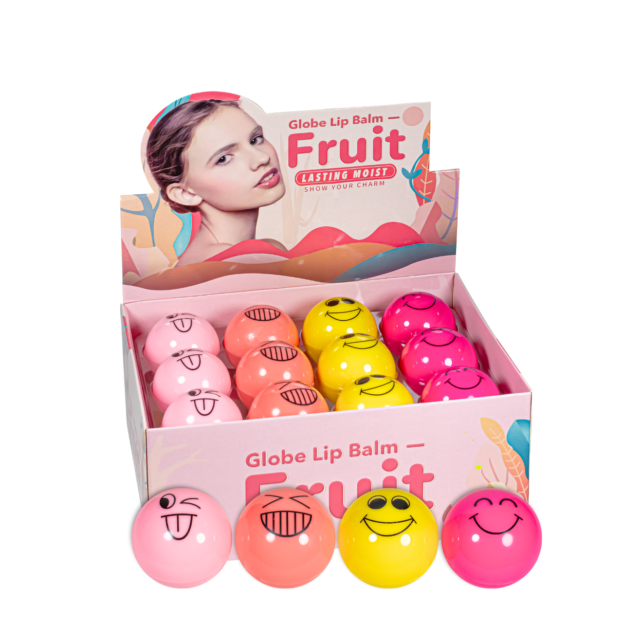 Набор проявляемых бальзамов для губ Смайлики Globe Lip Balm Fruit NO-8013 (26196755)
