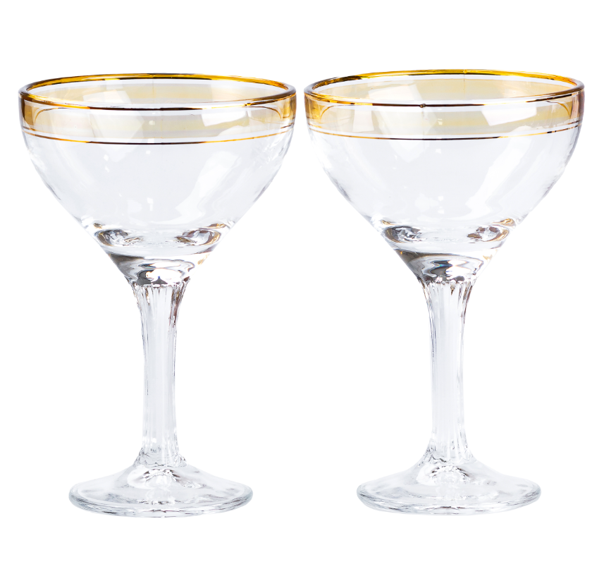 Набор бокалов для фигурных коктейлей на высокой ножке 2 шт. по 290 мл Прозрачный/Желтый
