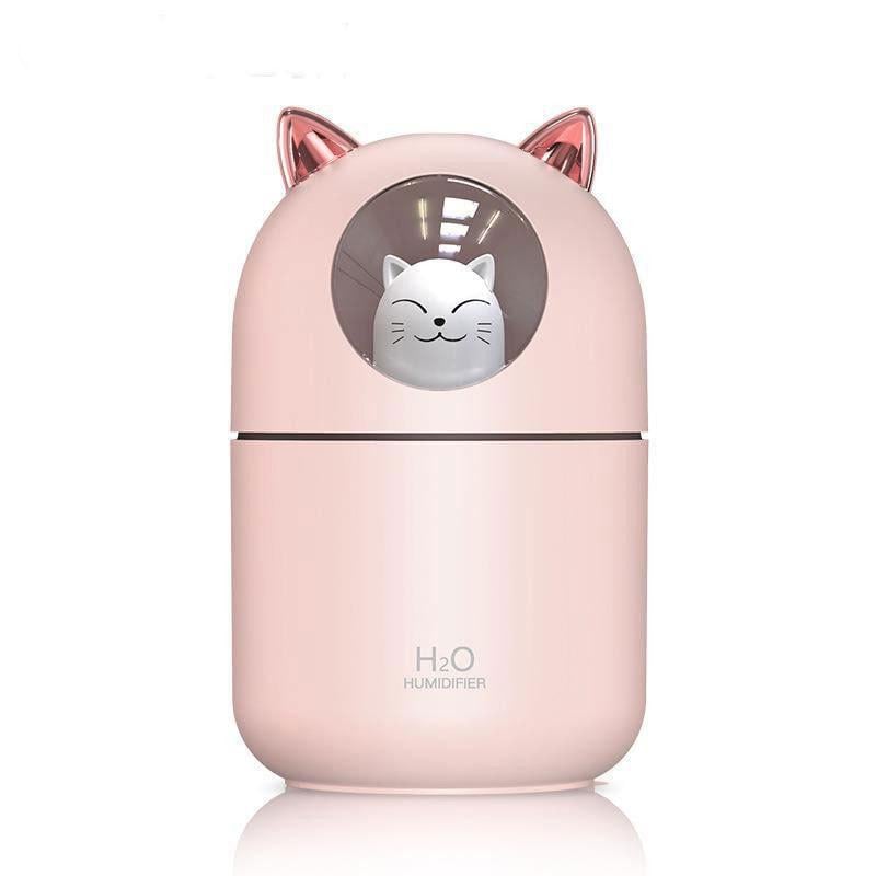 Зволожувач повітря Humidifier Cat з підсвічуванням нічник аромадифузор LED 3в1 на 300 мл Рожевий (26e251e0)