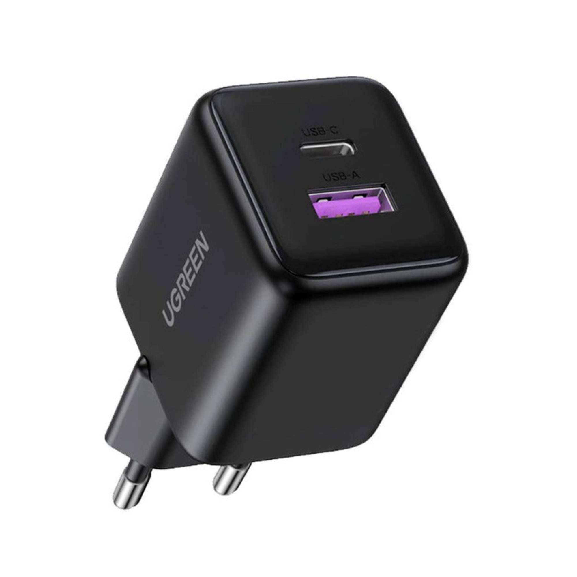 Зарядное устройство сетевое GaN UGREEN Nexode X516 30 Вт USB-C USB-A Черный (65014)