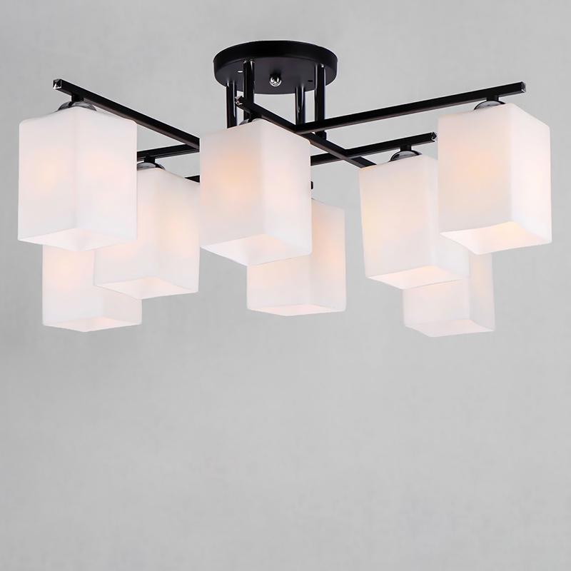 Люстра потолочная Light House NM-15321/8 CR+BK+WT на восемь лампы Черный