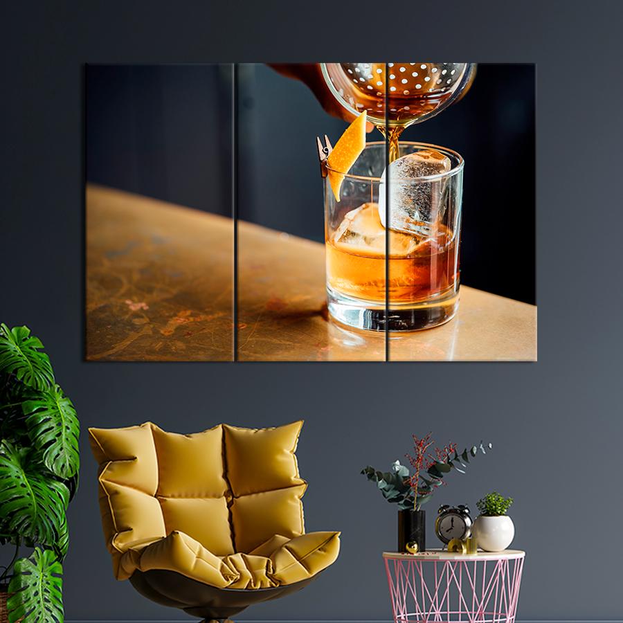 Настенний декор Коктейль на основе виски Олд фешен 128x81 см (A243-3)