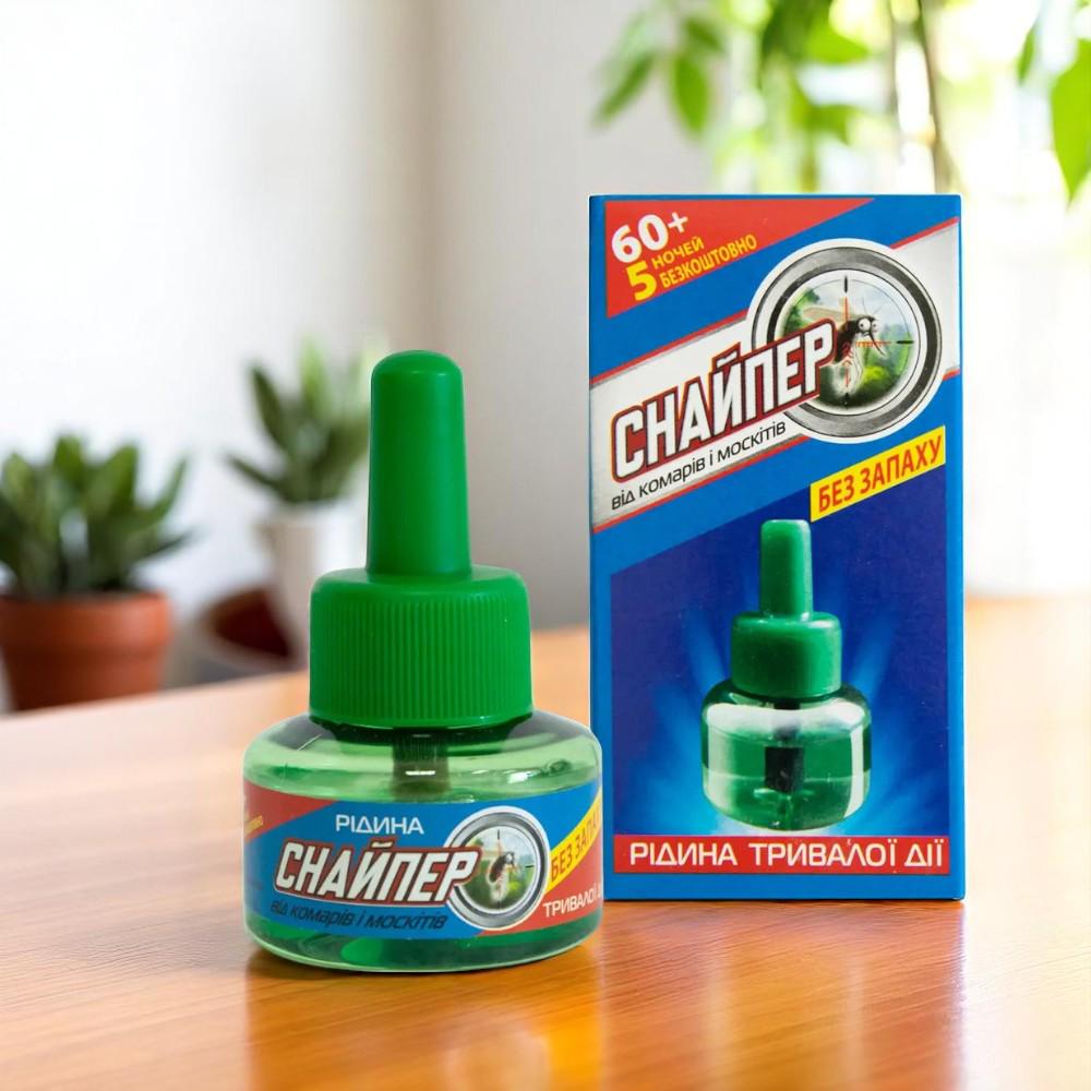 Жидкость для фумигатора от комаров Снайпер 60+5 ночей 33 мл Синий - фото 2