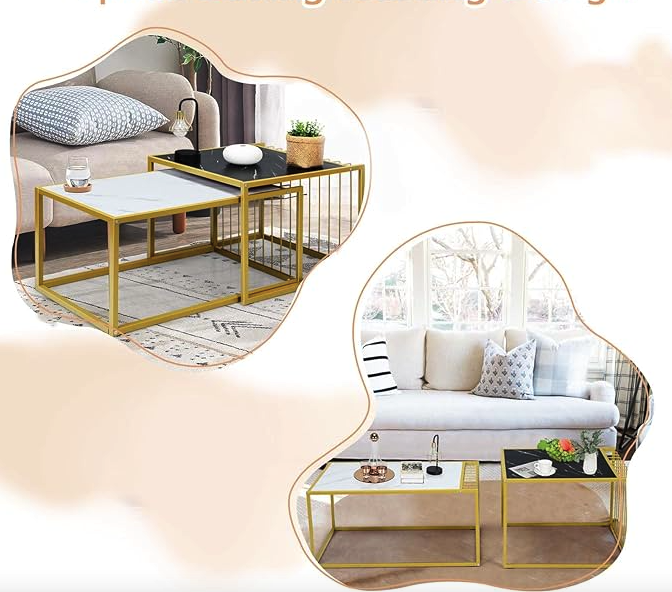 Комплект журнальних столів Costway Scorpion з штучного мармуру (4738) - фото 4 Комплект журнальних столів Costway Scorpion з штучного мармуру (4738) - фото 4