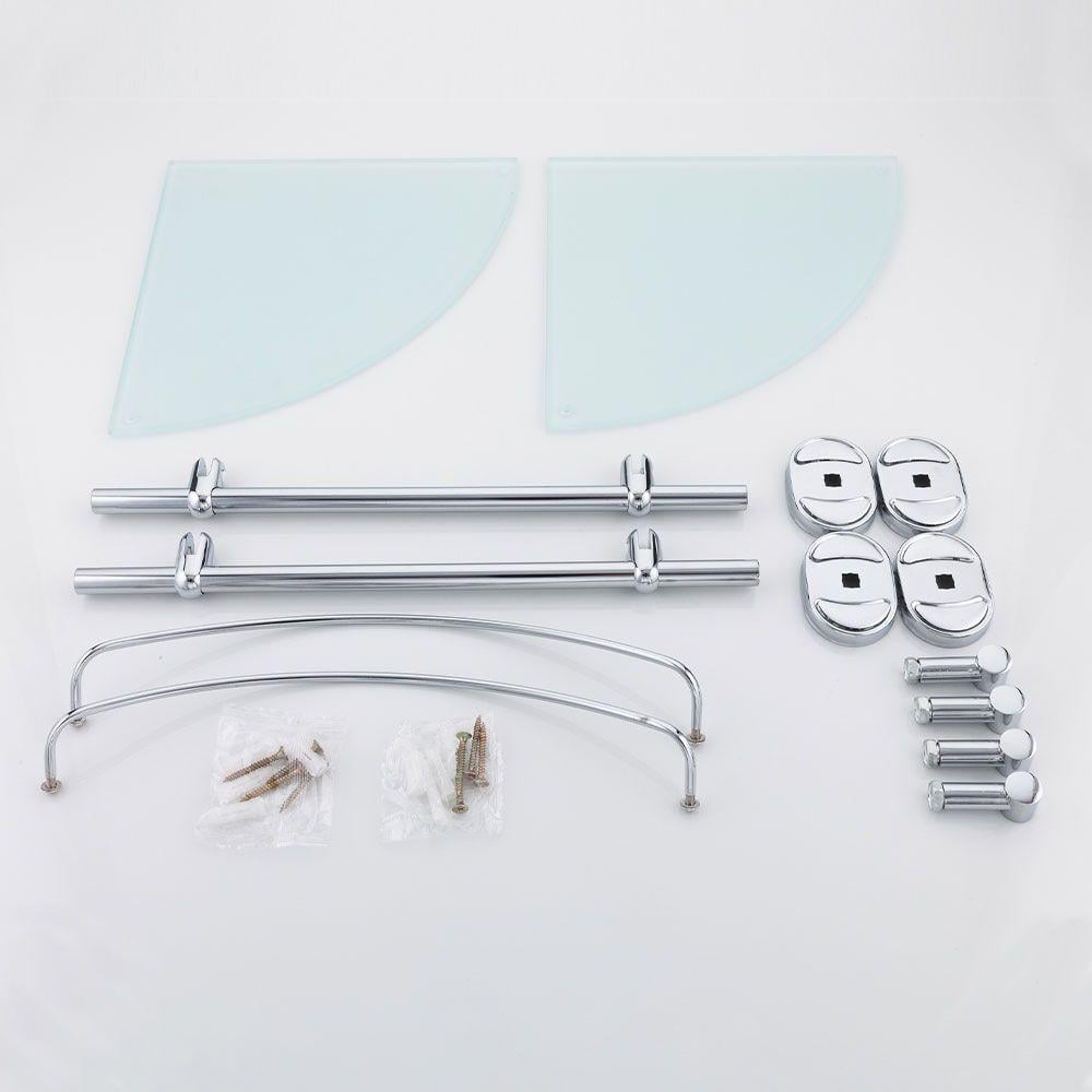 Полиця настінна скляна Frap F1907-2 2-ох ярусна кутова Хром (126653) - фото 3