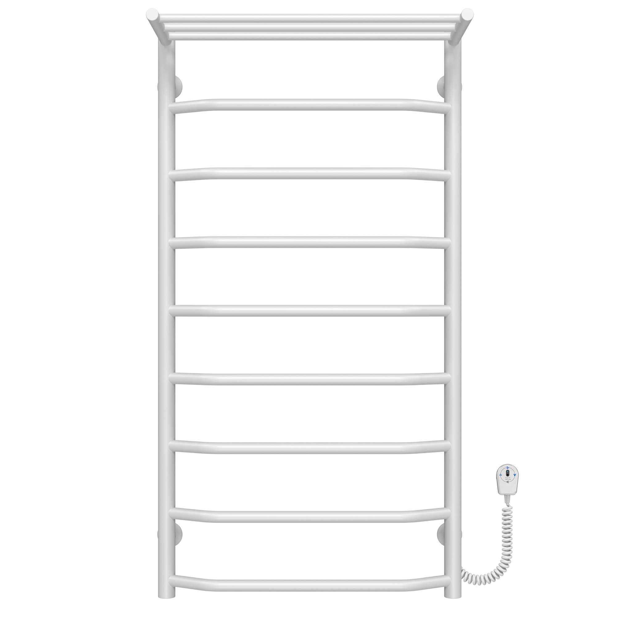 Полотенцесушитель электрический с полкой Deffi Трапеция П9 EF16 правое подключение нержавеющая сталь 500х1000 мм Белый (C.TP.100.50.9.EWR5)