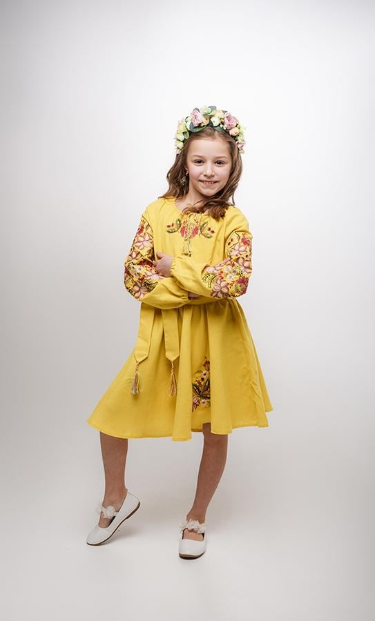 Сукня-вишиванка дитяча Вишиваночка р. 152 Жовтий (844-1) - фото 2