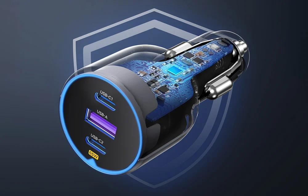 Зарядний пристрій автомобільний UGREEN 75 Вт Type-C/Type-C/USB PD3.0/QC4.0/PPS швидка зарядка Сірий (35024) - фото 11